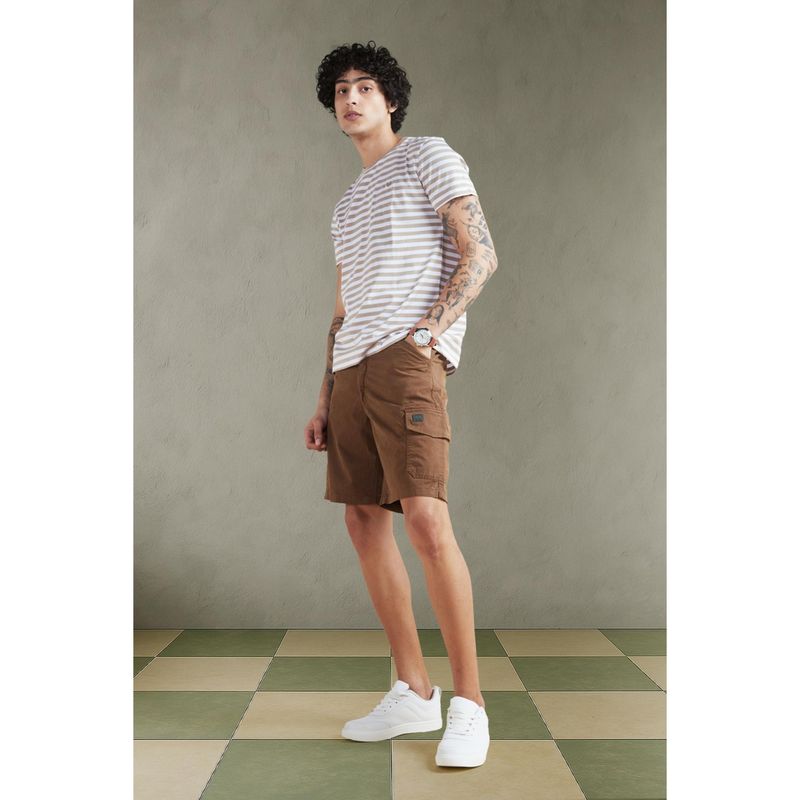 Allen Solly Men Brown Cotton Blend Solid Shorts (32)