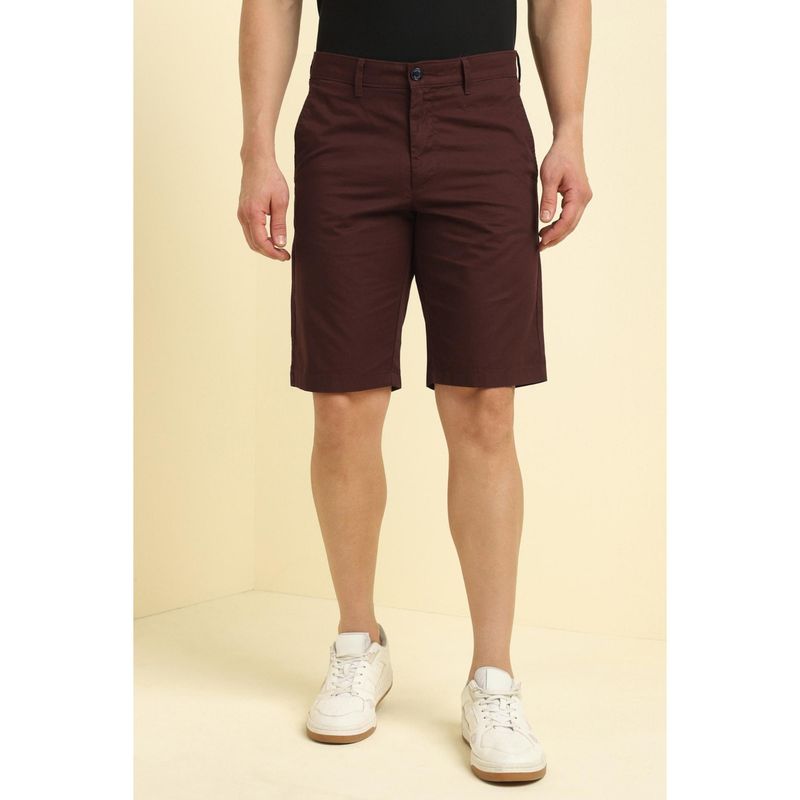 Allen Solly Men Maroon Cotton Solid Shorts (28)
