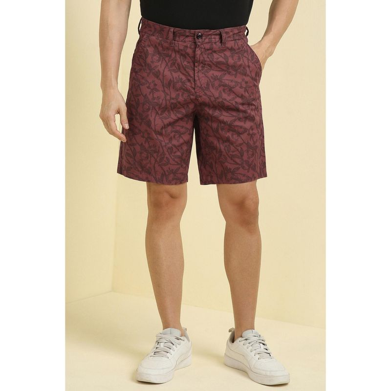 Allen Solly Men Maroon Cotton Printed Shorts (32)