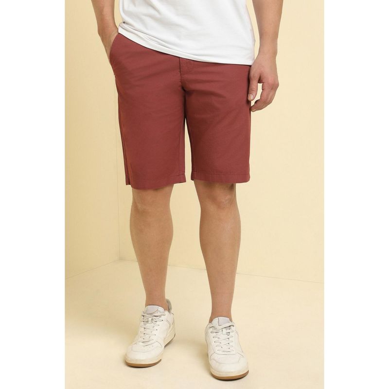 Allen Solly Men Maroon Cotton Solid Shorts (30)
