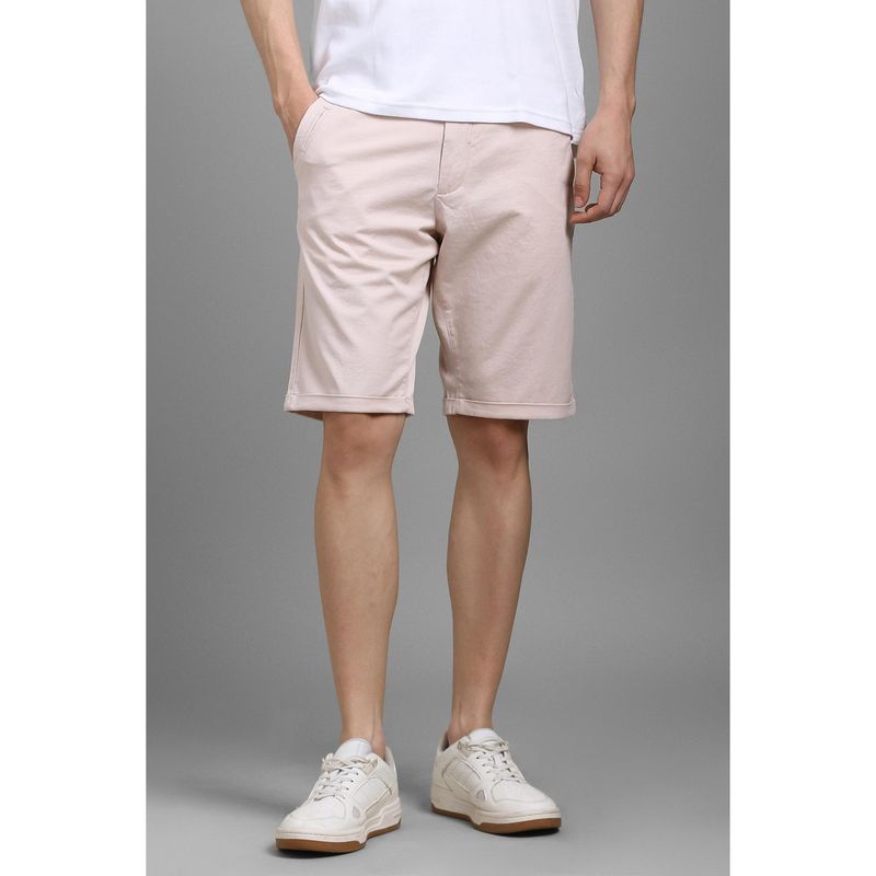 Louis Philippe Men Pink Cotton Blend Solid Shorts (30)