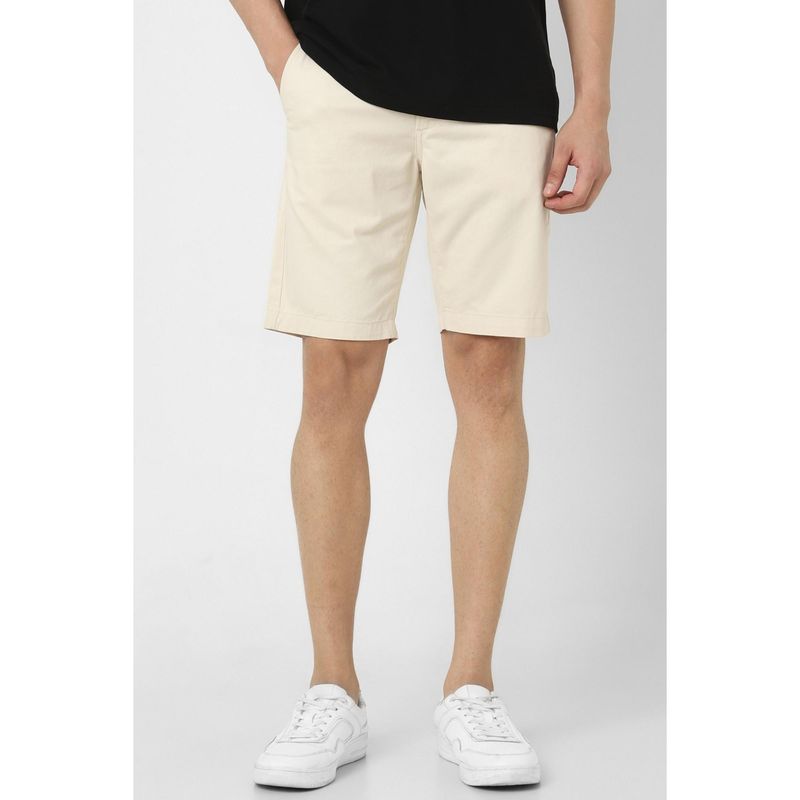 Peter England Men Beige Cotton Solid Shorts (30)