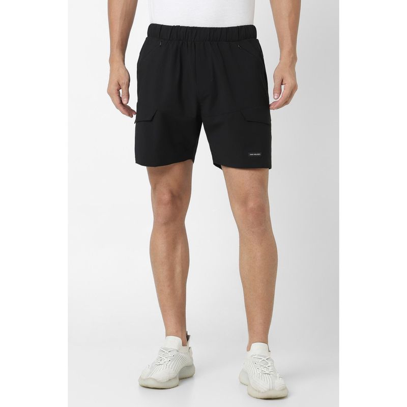 Van Heusen Men Black Nylon Solid Shorts (L)