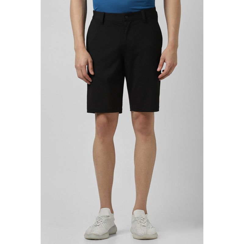 Van Heusen Men Black Viscose Blend Solid Shorts (32)