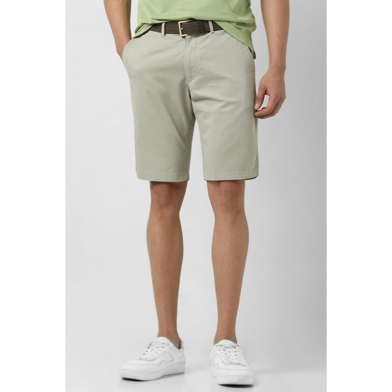 Van Heusen Men Green Cotton Blend Solid Shorts (30)