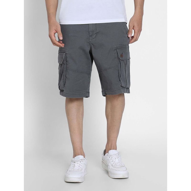 American Eagle Men Grey Cotton Blend Solid Shorts (40)