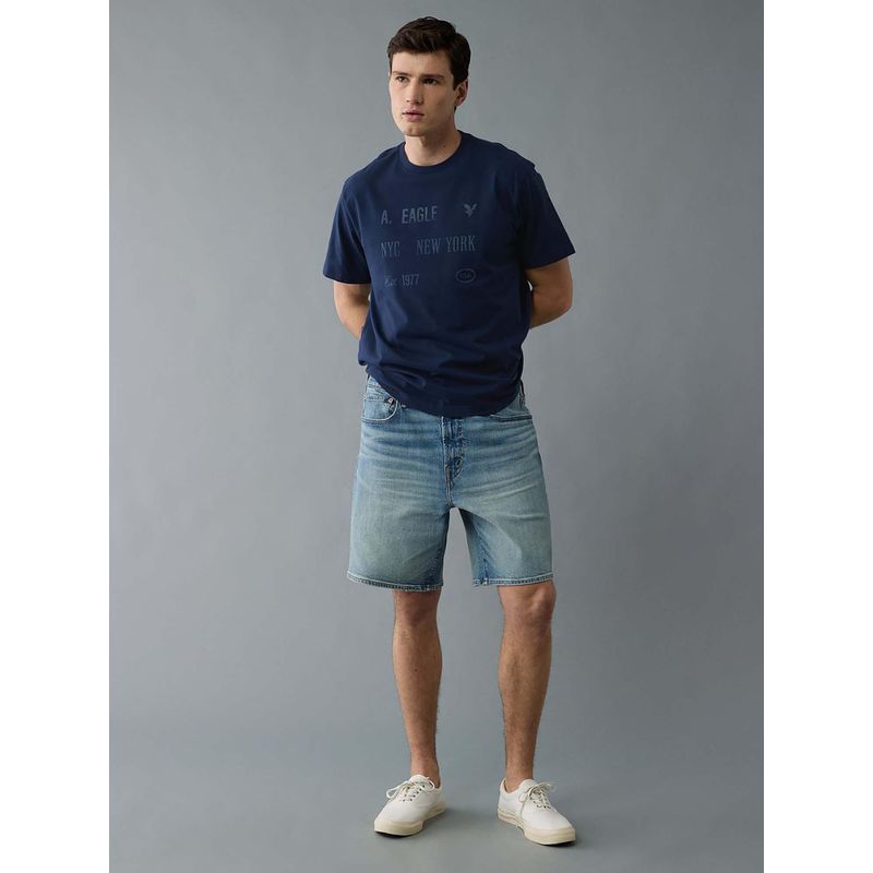 American Eagle Men Blue Cotton Blend Solid Shorts (30)