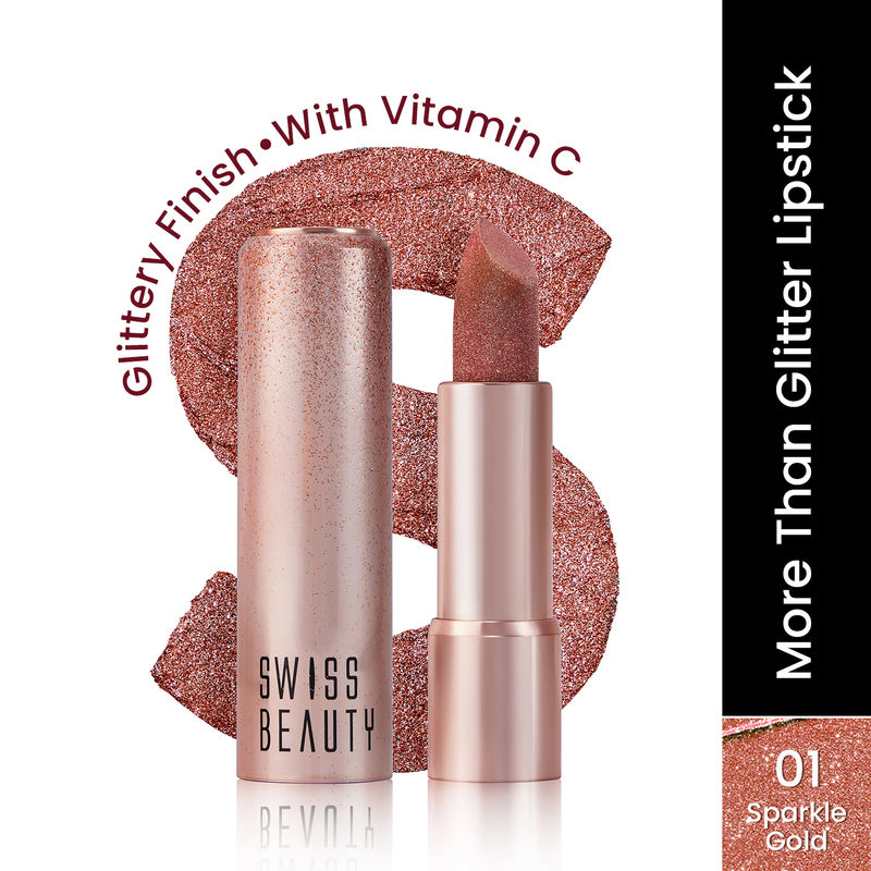 Swiss Beauty More Than Glitter Lipstick - 1 Sparkle Gold