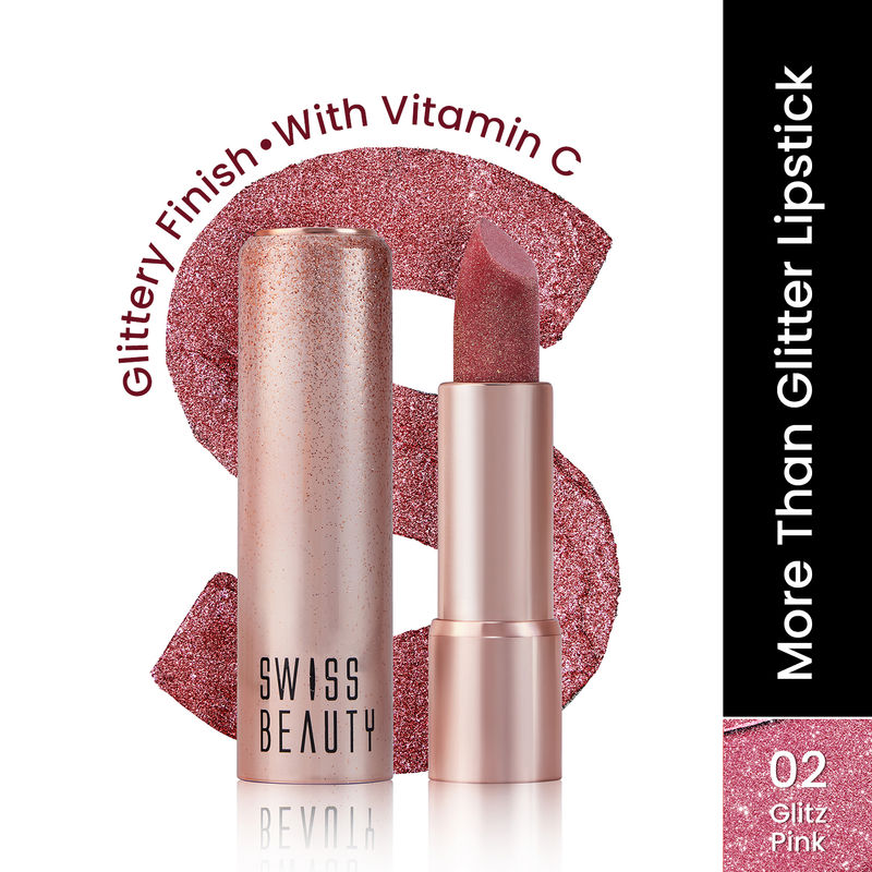 Swiss Beauty More Than Glitter Lipstick - 2 Glitz Pink