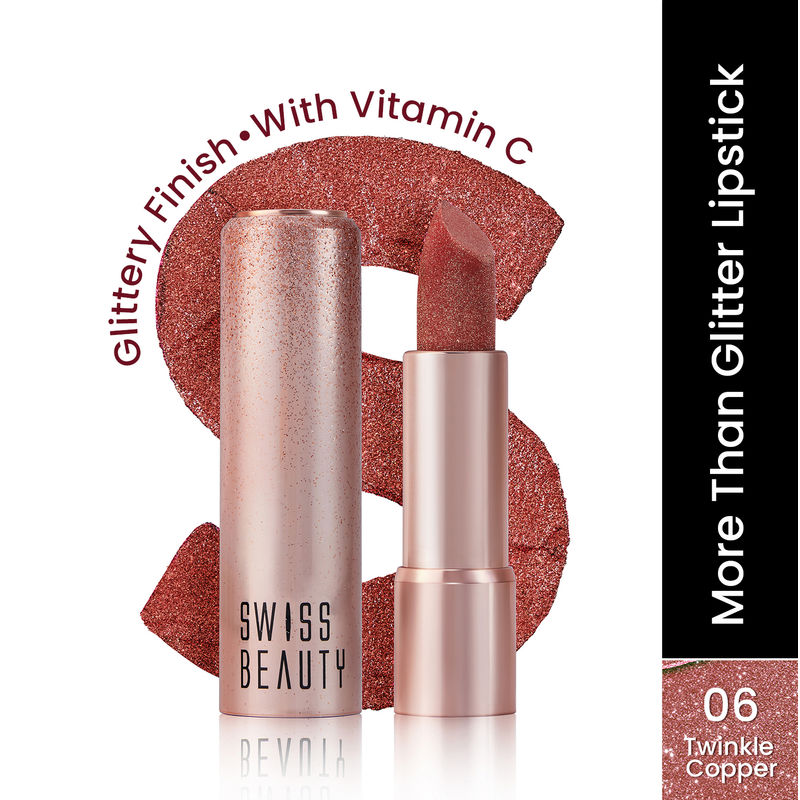 Swiss Beauty More Than Glitter Lipstick - 6 Twinkle Copper
