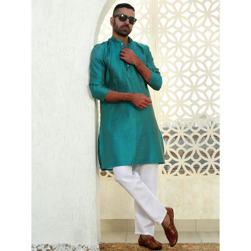 Ethnic Silk Blend Foil Print Kurta