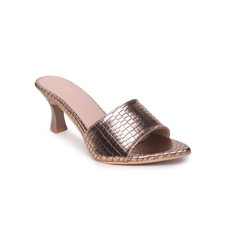 VALIOSAA Textured Rose Gold Heels (EURO 37) (EURO 37)