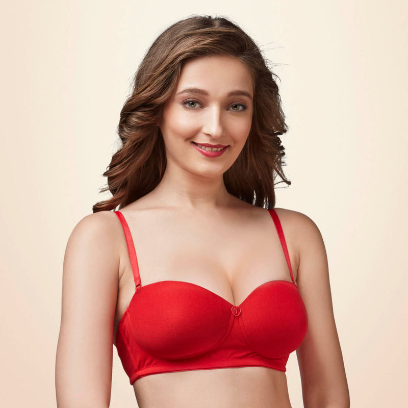 Trylo Nina Women Detachable Strap Non Wired Padded Bra - Red (34B)
