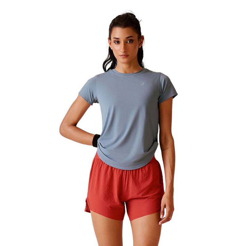 STRCH Women Grey Nylon Core Active Performance T-Shirt (M)