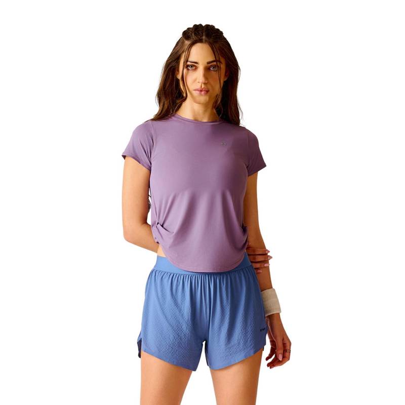STRCH Women Purple Nylon Core Active Performance T-Shirt (L)