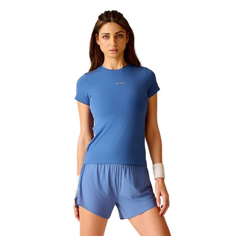 STRCH Women Blue Nylon Motion Training T-Shirt (S)