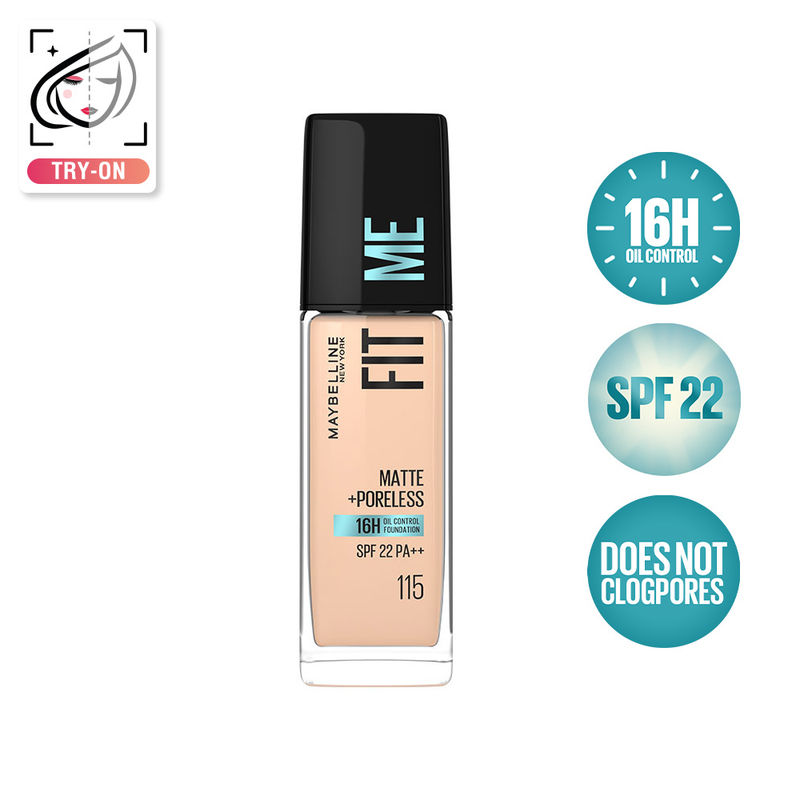 Maybelline New York Fit Me Matte+Poreless 16H Oil Control Foundation with SPF 22 - 115 Ivory