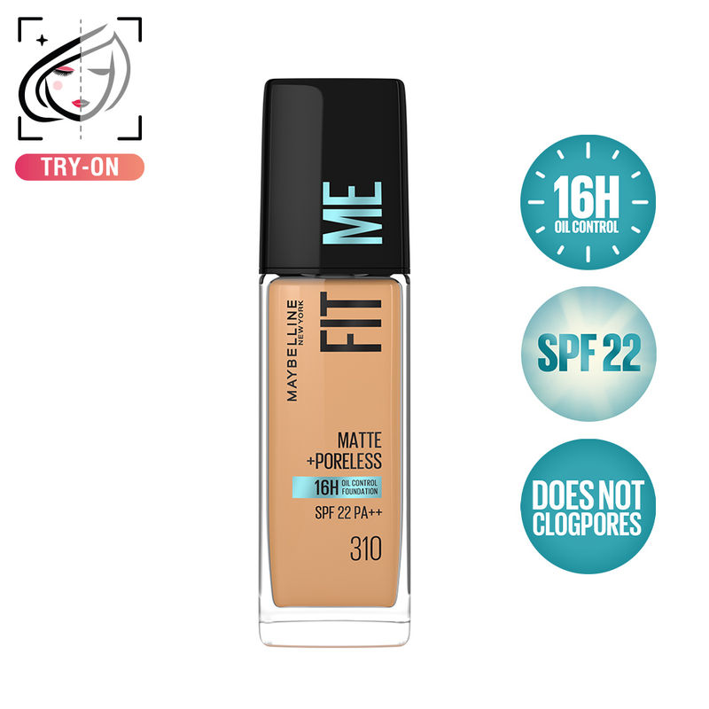 Maybelline New York Fit Me Matte+Poreless 16H Oil Control Foundation with SPF 22 PA++ 310 Sun Beige