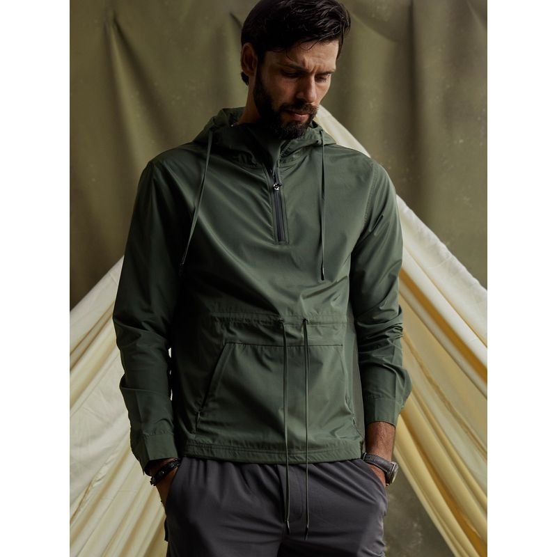 Andamen Regular Fit Men Olive Full Sleeve Zip Neck With Hoodie (S)