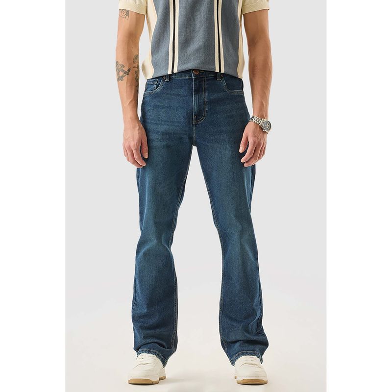 Snitch Blue Solid Straight Fit Jeans (36)