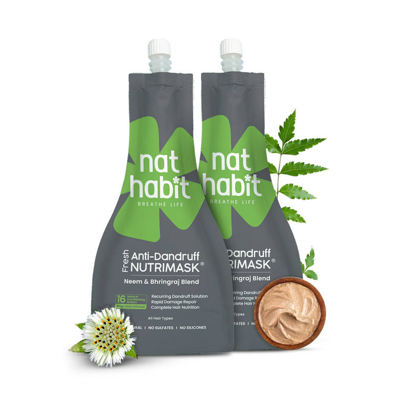 Nat Habit Neem Bhringraj Hair Mask with Vinegar and Peanut Protein for Dandruff & Itchiness Control