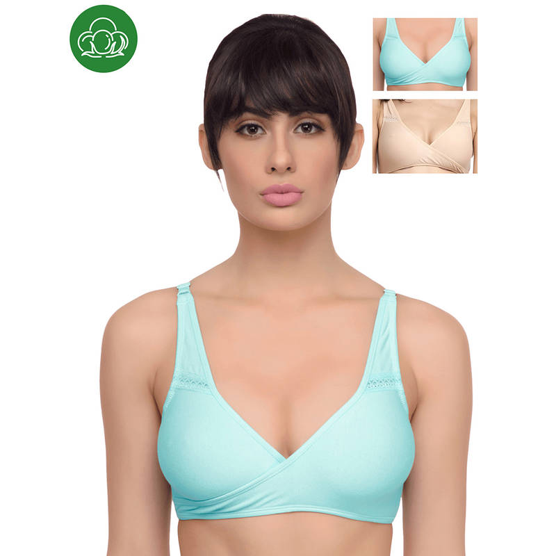 Inner Sense Organic Antimicrobial Sleeping/Feeding Bra Pack of 3 - Multi-Color (32B)