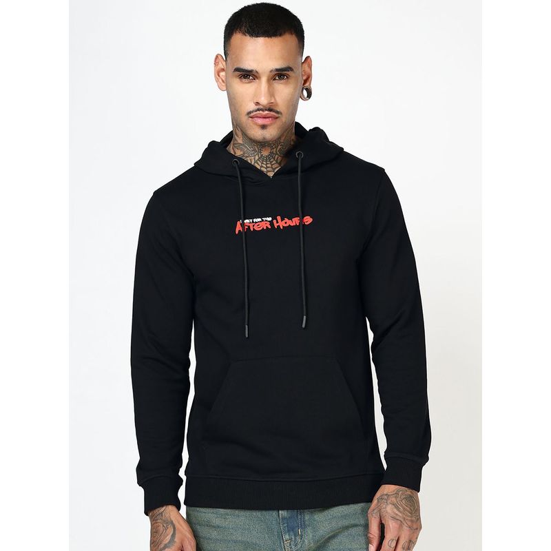 Bewakoof Mens Jet Black After Hours Graphic Printed Hoodies (S)