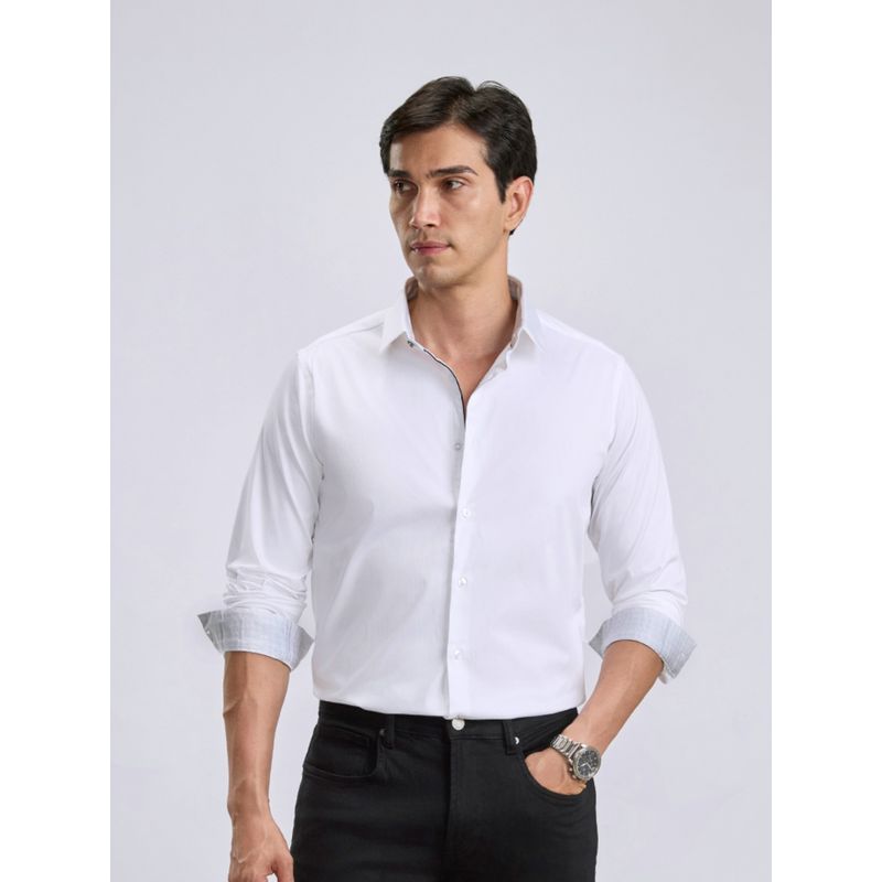 KINGDOM OF WHITE Giza Cotton Slim Fit White Party Formal Shirt (39)