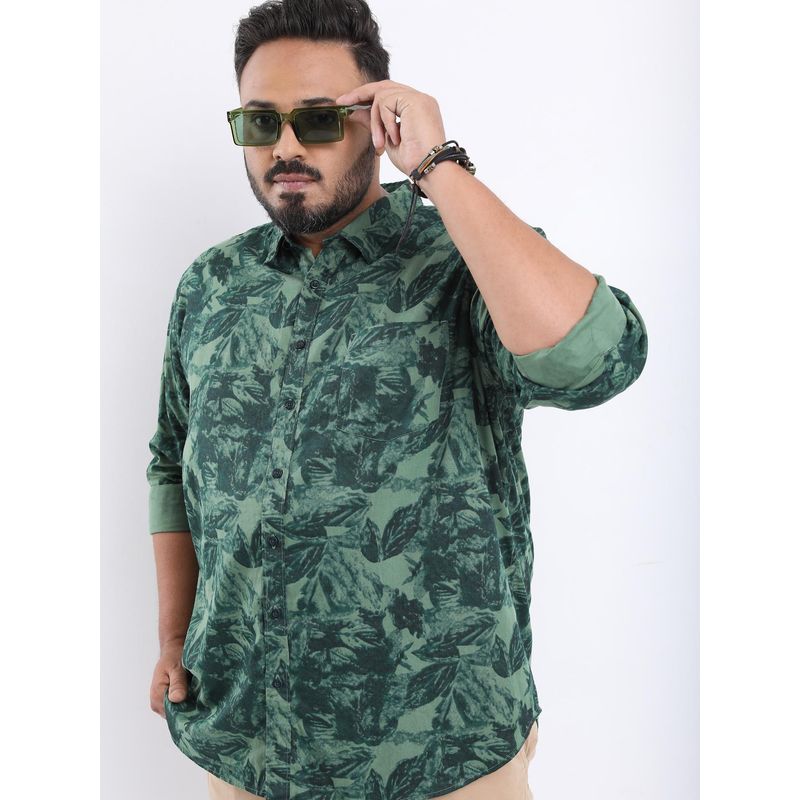 HIGHLANDER Men Plus Size Regular Fit Floral Casual Cotton Shirt (2XL)