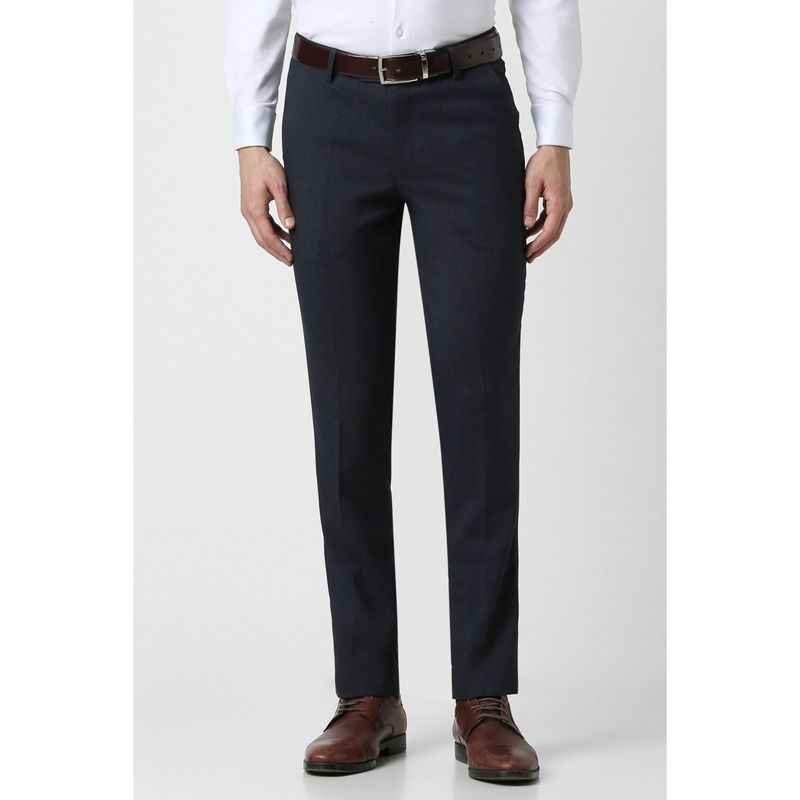 Peter England Men Navy Blue Slim Fit Formal Trousers (30)