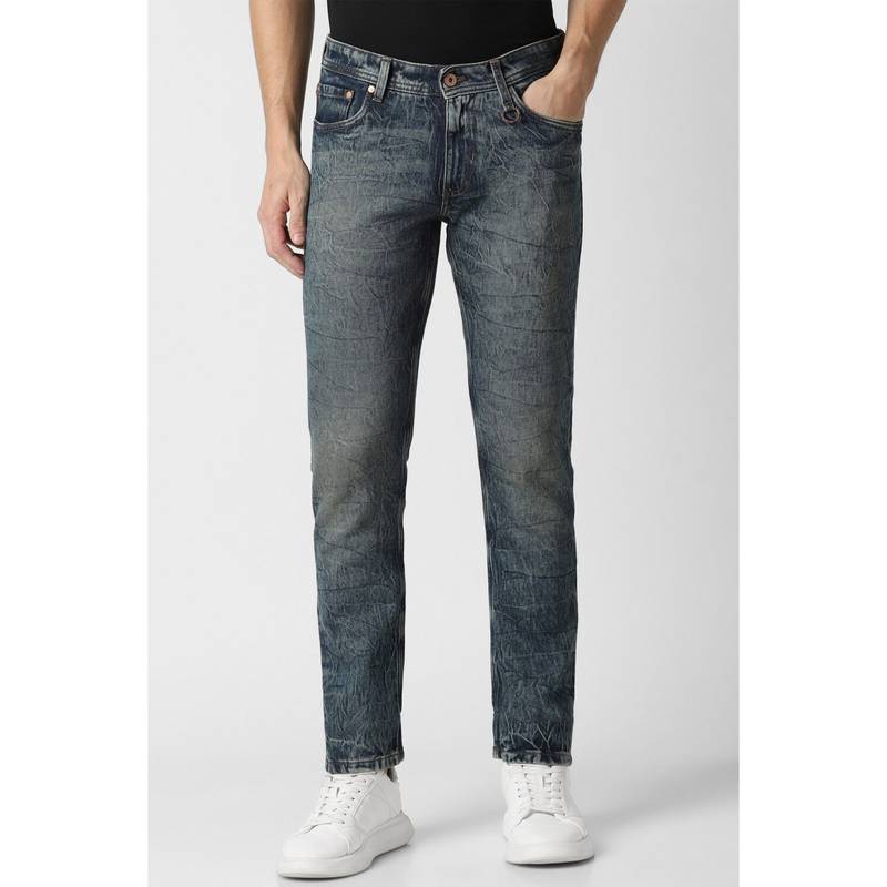 Peter England Men Blue Dark Wash Slim Tapered Jeans (30)