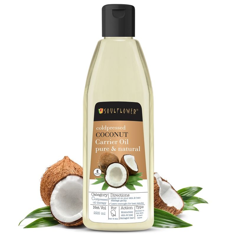 Soulflower Coconut Oil Moisturizes Skin & Heal Damaged Hair Pure, Natural Skin & Hair Oil