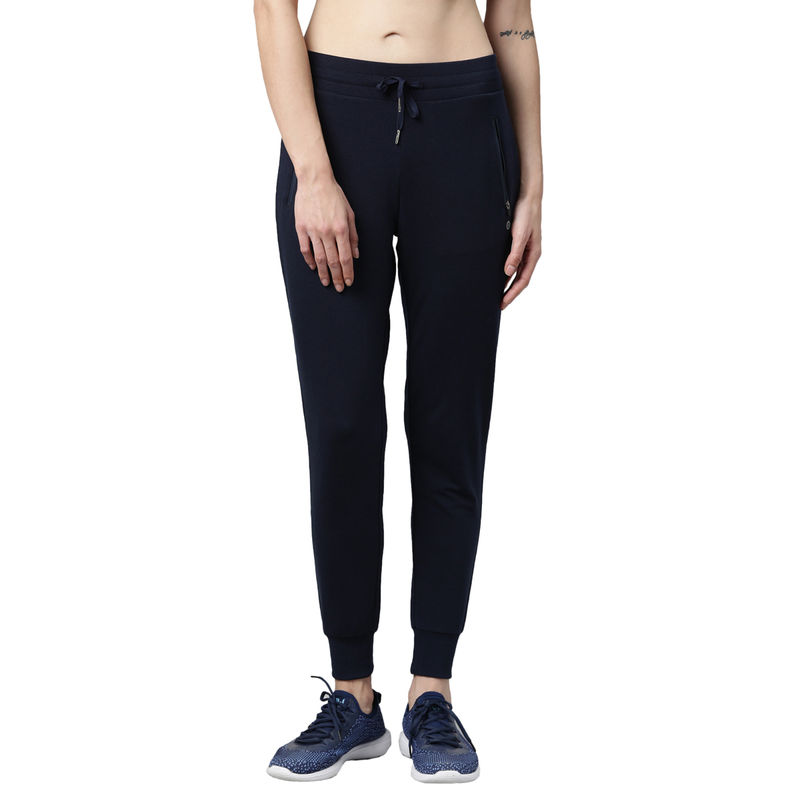 Enamor Athleisure Dry Fit Cotton Spandex Terry Joggers - Blue (XL) - A401