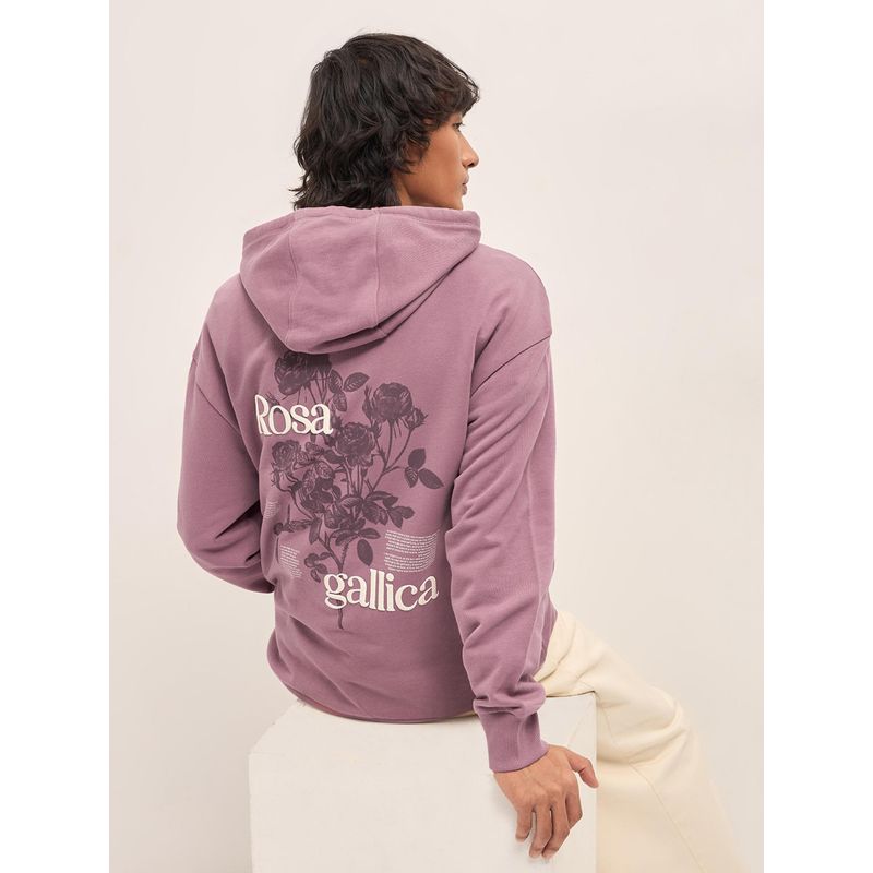 THE BEAR HOUSE Mens Purple Relaxed Fit Cotton Printed Hoodie (2XL)