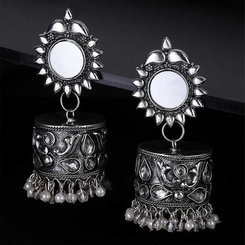 Silver top colour jhumka