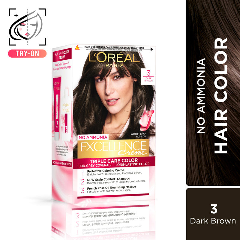 L'Oreal Paris Excellence Creme Triple Care Hair Color - 3 Dark Brown