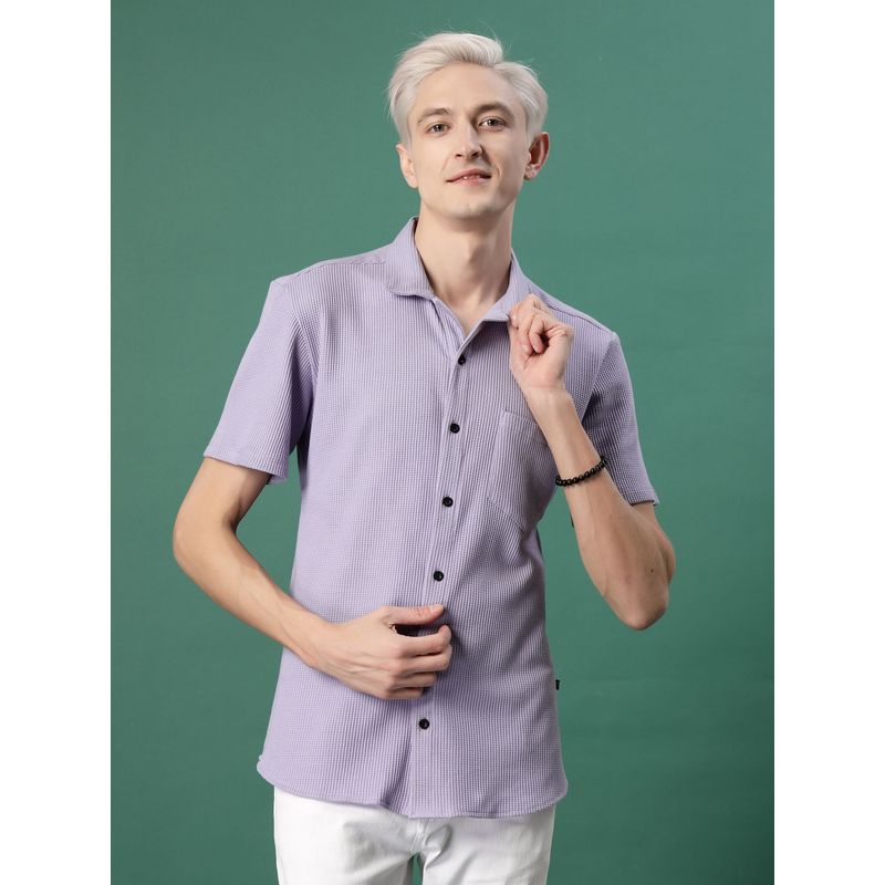 RIGO Men Light Purple Waffle Knit Shirt (S)