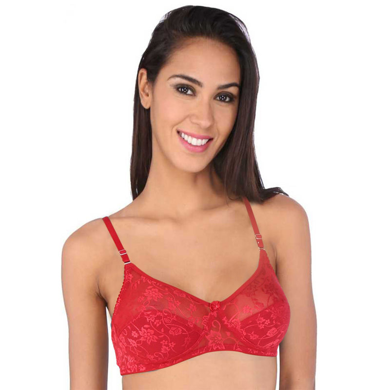 Bralux Madhu Lace Full Cup B Bra Maroon (36B)