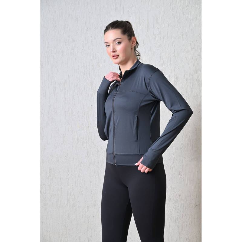 Body Smith Women Grey Collar Neck Solid Light Jacket (XL)