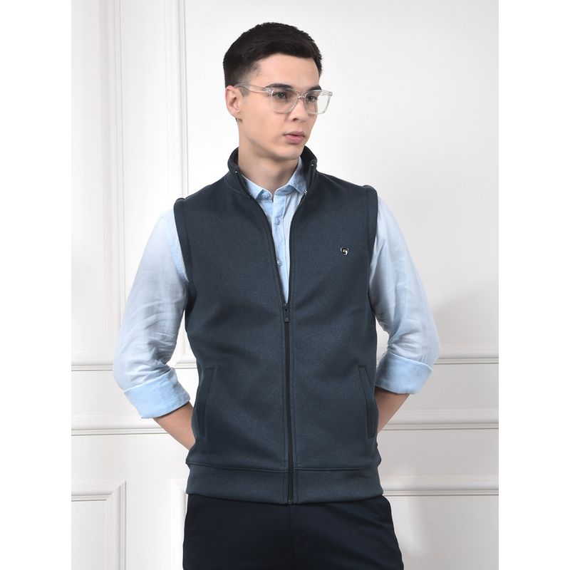 CRIMSOUNE CLUB Men Blue Sleeveless Jacket (S)