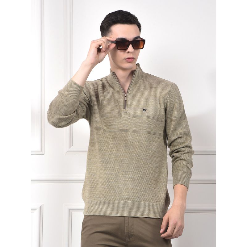 CRIMSOUNE CLUB Men's Olive Knitted Sweater (S)