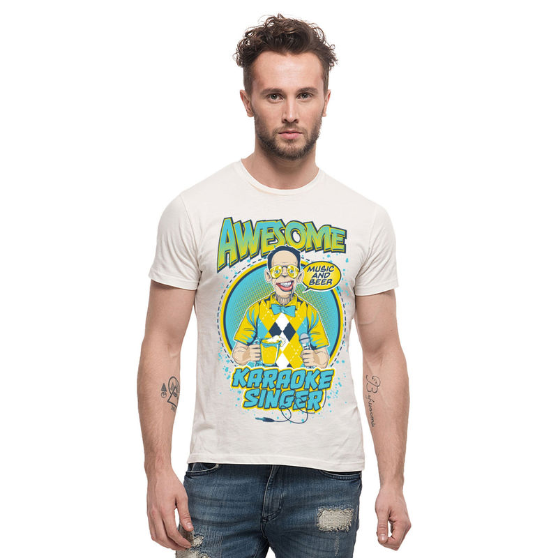 THREADCURRY Awesome Karaoke Creative Graphic Printed T-Shirt for Men (XL)