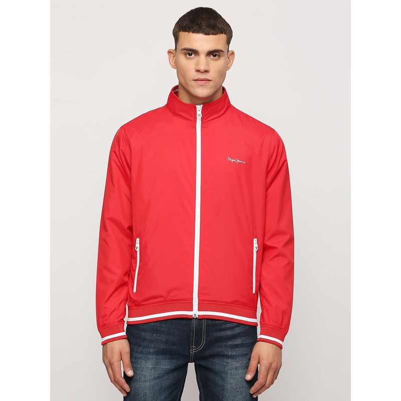 Pepe Jeans Red Lightweight Full Sleeves Jacket (M)
