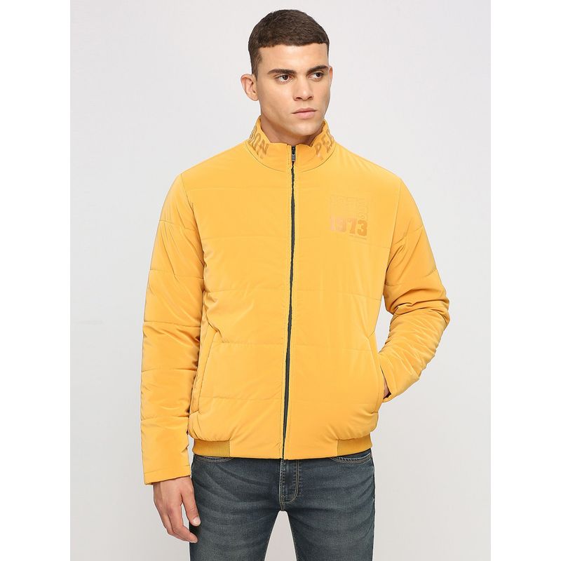 Pepe Jeans Yellow Solid Wadded Kamachi Fit Jacket (S)