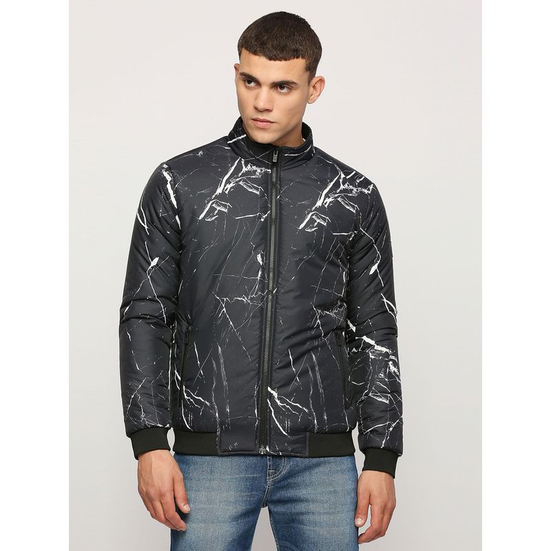 Pepe Jeans Black All Over Marble Printed Jackpot Fit Jacket (M)