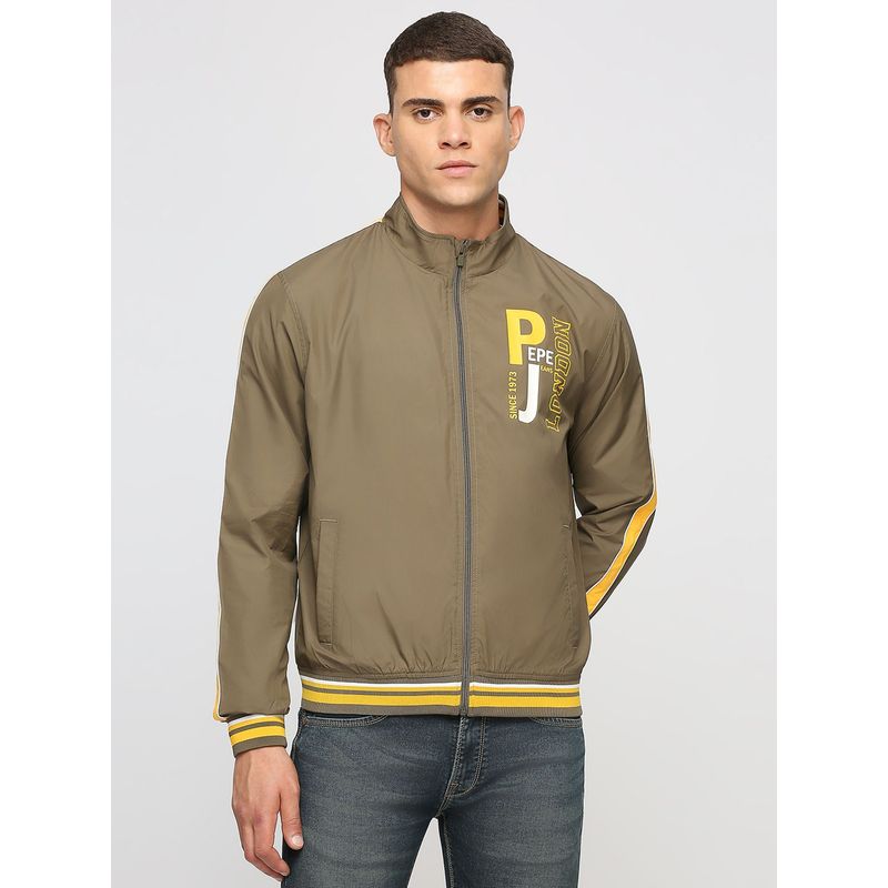 Pepe Jeans Green Printed Jackpot Fit Jacket (M)