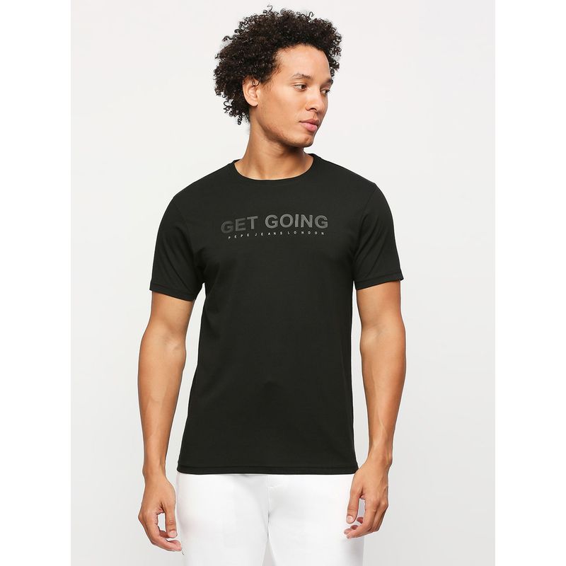 Pepe Jeans Black Print Short Sleeves T-Shirt (2XL)