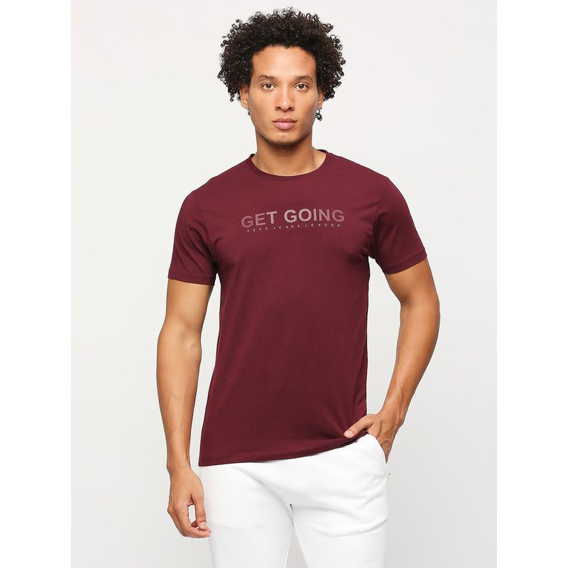 Pepe Jeans Burgundy Round Short Sleeves T-Shirt (M)