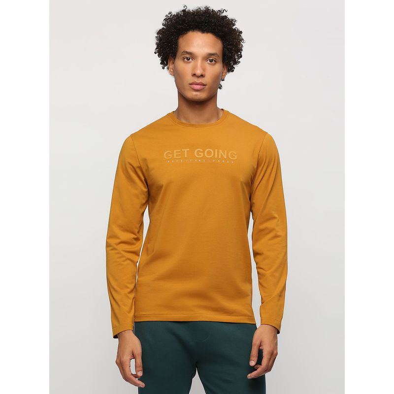 Pepe Jeans Yellow Round Full Sleeves T-Shirt (M)