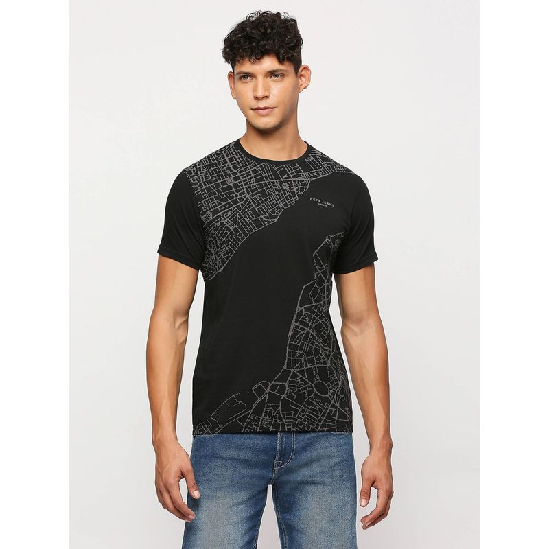 Pepe Jeans Black Printed Short Sleeve T-Shirt (S)